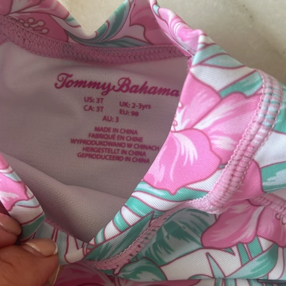 Tommy Bahama 3T Rash Guard Swimsuit Pink Ruffle Hibiscus Wonder Nation Rainbow - Picture 6 of 16